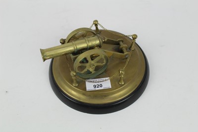 Lot 920 - Small decorative brass cannon