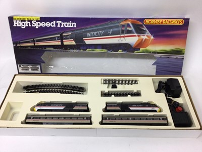 Lot 1850 - Railway Hornby 00 gauge Mighty Mallard Set R542, High Speed Inter City Set R695.  Eurostar set all boxed (3)