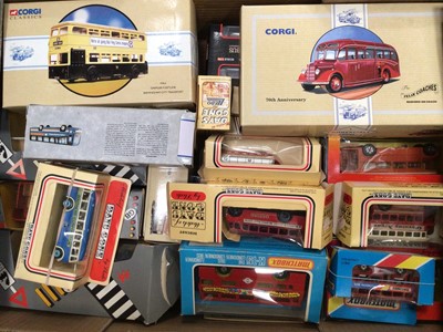 Lot 1868 - Diecast boxed selection of buses, trains and underground tube models various manufacturers to include Corgi, Matchbox, Lledo etc (3 boxes)