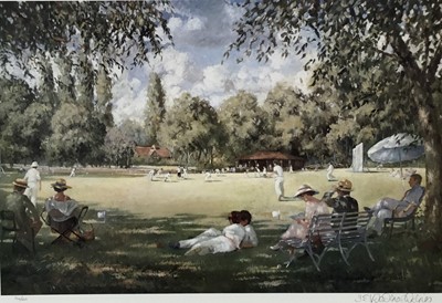 Lot 127 - Sheree Valentine-Daines (b. 1959) signed limited edition print - Cricket scene