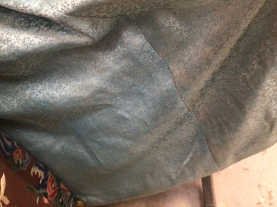 Lot 2057 - 19th Century Chinese embroidered brown silk robe with Horse Hoof cuffs, five Dragons and pale blue silk lining.