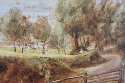 Lot 1009 - Thomas Churchyard watercolour (after Constable) Fen Lane