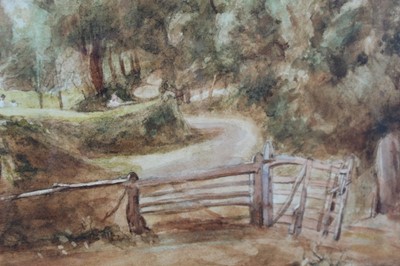 Lot 1009 - Thomas Churchyard watercolour (after Constable) Fen Lane
