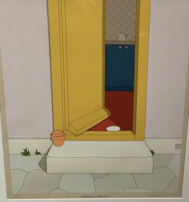 Lot 42 - Jeffrey Edwards (b. 1945) screenprint - ‘Where is that Cat?’, signed, dated 1970 and numbered 20/75