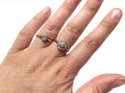 Lot 28 - 18ct gold diamond cluster ring and 18ct gold diamond single stone ring