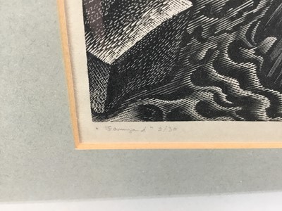 Lot 41 - Clifford Cyril Webb (1895-1972) two woodcut prints - ‘Farmyard’ 2/30, signed, and a study of cats both in glazed frames