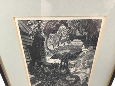 Lot 41 - Clifford Cyril Webb (1895-1972) two woodcut prints - ‘Farmyard’ 2/30, signed, and a study of cats both in glazed frames