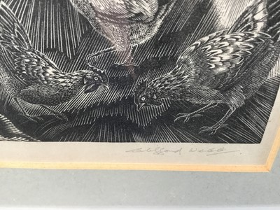 Lot 41 - Clifford Cyril Webb (1895-1972) two woodcut prints - ‘Farmyard’ 2/30, signed, and a study of cats both in glazed frames