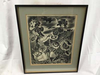 Lot 41 - Clifford Cyril Webb (1895-1972) two woodcut prints - ‘Farmyard’ 2/30, signed, and a study of cats both in glazed frames