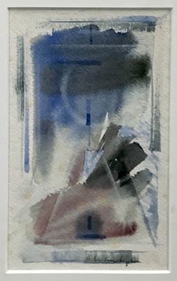 Lot 395 - Peter Partington, contemporary, watercolour - Pink and Green Abstract, signed, 12cm x 19cm in glazed frame