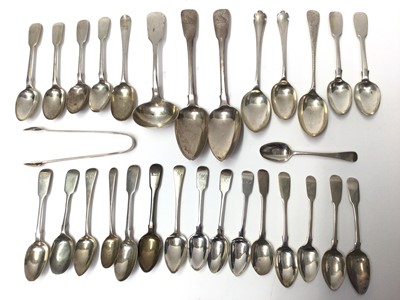 Lot 75 - Quantity various silver spoons and pair silver sugar tongs