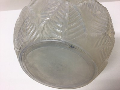 Lot 1003 - Rene Lalique Ormeaux pattern opalescent glass vase,  signed on base, 17cm high
