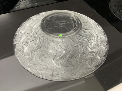 Lot 1010 - Rene Lalique glass bowl with moulded leaf decoration, signed on base, 31.5cm diameter