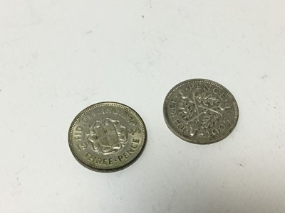 Lot 470 - G.B. - Silver Three Pences George V 1927 GVF (Ex proof - very scarce) and George VI 1944 GEF (N.B. Scarce) (2 coins)