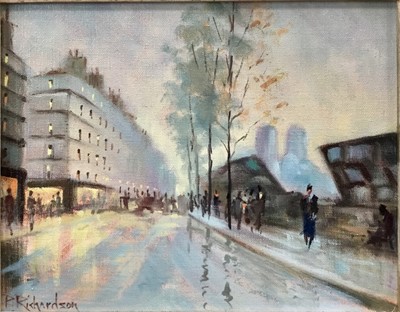 Lot 397 - P. Richardson (Contemporary) pair of oils on canvas - street scenes (2)