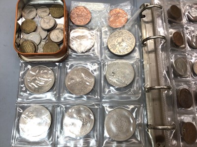 Lot 375 - Collection of coins in album, other coins and banknotes