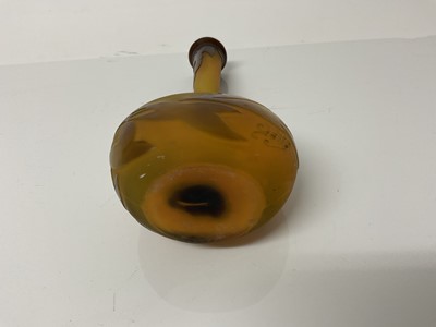 Lot 1024 - Emile Galle cameo glass vase with leaf and fly decoration, signed, 17.5cm high