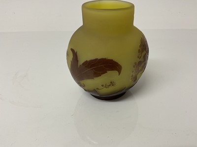 Lot 1026 - Emile Galle cameo glass vase with floral decoration, signed, 9.5cm high
