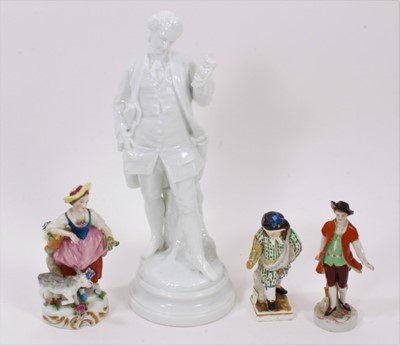 Lot 958 - Meissen figure and three other Continental figures