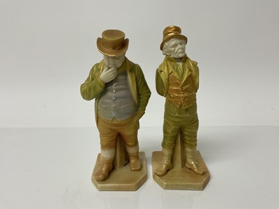 Lot 1059 - Two Royal Worcester figures - gentlemen wearing hats and waistcoats, 17.5cm high