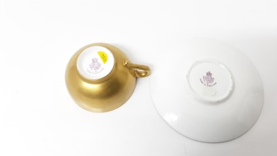Lot 1063 - Royal Worcester cabinet cup and saucer with hand painted decoration depicting Highland cattle, signed J.Stinton