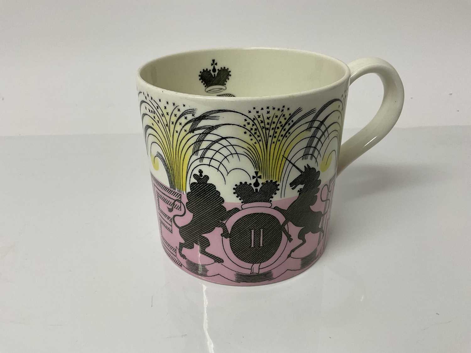 Lot 1071 - Wedgwood Queen Elizabeth II 1953 Coronation mug, designed by Eric Ravilious, 10.5cm high