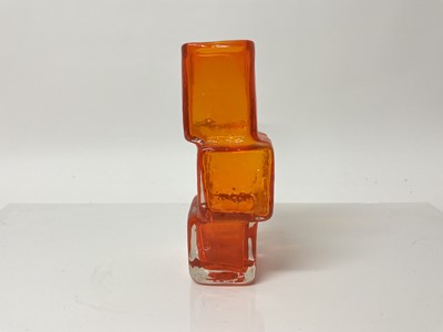 Lot 1100 - Whitefriars Tangerine Drunken Bricklayer vase, designed by Geoffrey Baxter, 21cm high