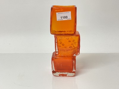 Lot 1100 - Whitefriars Tangerine Drunken Bricklayer vase, designed by Geoffrey Baxter, 21cm high