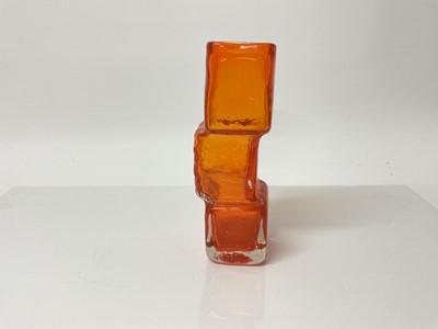 Lot 1100 - Whitefriars Tangerine Drunken Bricklayer vase, designed by Geoffrey Baxter, 21cm high