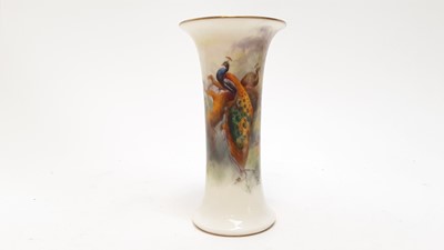 Lot 1285 - Worcester tapered vase decorated with pheasants