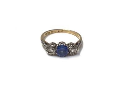 Lot 118 - 18ct gold sapphire and diamond three stone ring