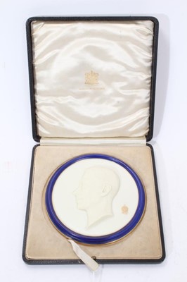 Lot 64 - A rare Royal Worcester King George VI 1937 Coronation plaque, in case