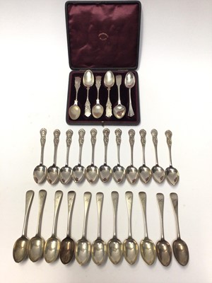 Lot 128 - Set of eleven Victorian Glasgow silver teaspoons and other silver spoons