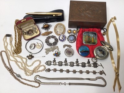 Lot 157 - Charles Horner silver bangle, various silver brooches, two Continental silver (800) bracelets etc