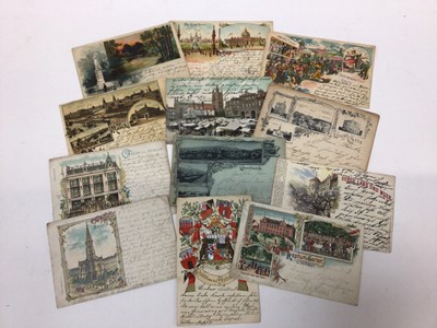 Lot 1451 - Postcards loose accumlation incluidng a good quantity of early cards, black and white and coloured Gruss Aus cards, Celly d' Astra Tattooed lady, Lapland family 1900, 1917 German Wine advert, early...