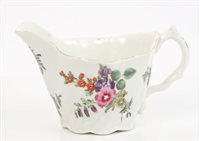 Lot 162 - Mid-18th century Worcester polychrome cream...