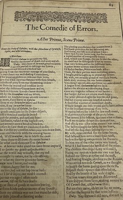 Lot 1741 - William Shakespeare - Comedy of Errors, 1632, taken from the second folio