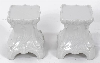 Lot 175 - Pair 19th century Berlin small pedestals, moulded with bullrushes