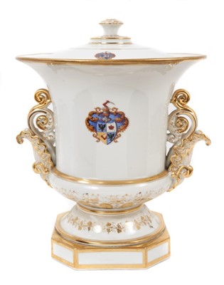 Lot 230 - 19th century French Jacob Petit large armorial vase and cover, circa 1850