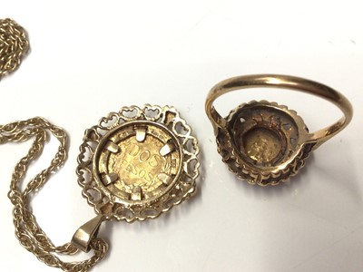 Lot 181 - Gold Dos Pesos 1945 coin in 9ct gold pendant mount on 9ct gold chain