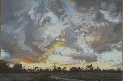 Lot 166 - Margaret Glass (b.1950), pastel - Evening, Debach, signed and dated '86, 18cm x 27cm, in glazed frame