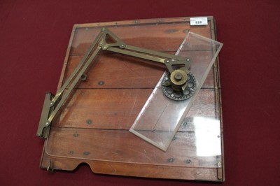 Lot 826 - First World War period mahogany and brass map plot, stamped Bleriot London to reverse.