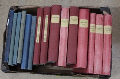 Lot 807 - Three boxes of bound Second World War and later aircraft magazines and books, to include Wing Span, Jane's and Air Britain Digest (3 boxes)