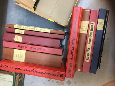 Lot 782 - Interesting group of reproduced and bound Second World War parts catalogues and manuals and operational flight instructions for P-51 Mustang, Curtiss Kittyhawk and Tomahawk  (6 items)
