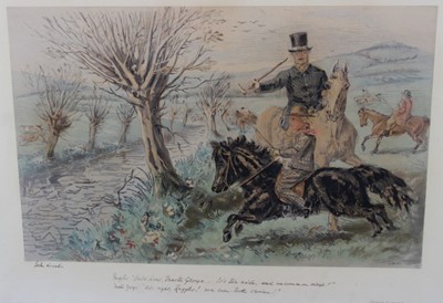 Lot 980 - Set of three John Leech hunting prints - The Noble Science, The Old Foxhunter and Hold Hard Master George, each in glazed frame
