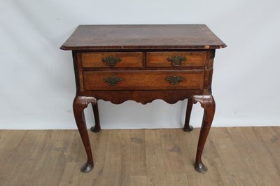 Lot 1351 - Mid 18th century oak and fruitwood three drawer lowboy