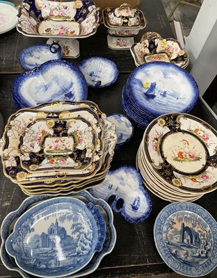 Lot 152 - Collection of 19th century floral painted tablewares, together with blue and white tablewares