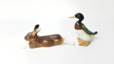 Lot 1258 - Royal Doulton miniature rabbit HN2594 together with a Royal Doulton miniature duck HN907 (2)