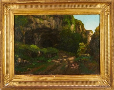 Lot 983 - Circle of Gustave Courbet, oil on canvas, Ravine