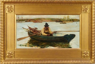 Lot 982 - Robert Jobling (1841-1923) oil on canvas, fishing boat